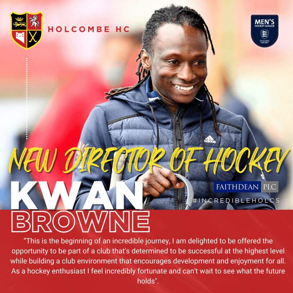 image 2 - ENGLAND: Kwan Browne appointed as new Holcombe Director of Hockey & Men's 1s Head Coach - Holcombe Hockey Club have confirmed the appointment of Kwan Browne as Director of Hockey and Men’s 1s Head Coach.