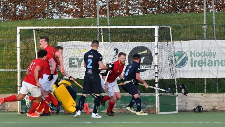 Corinthian's Andrew Sutton emerges from the melee with an equalising goal Picture_ Adrian Boehm