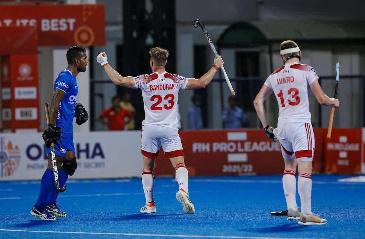 Drama Galore as India Concede Late Goal but Grab Bonus Point 442 ADZ7511 - Drama Galore as India Concede Late Goal but Grab Bonus Point - After a dramatic shootout victory over a battling England in the FIH Pro League match at the Kalinga Stadium on Saturday, India may regret losing a point rather than winning two. Sam Ward's penalty stroke with a minute to go snatched a 3-3 draw for England and forced the match into a penalty shootout.