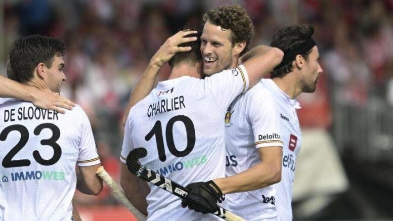 Charlier celebrates belgium - Pro-League: the Red Lions Are on the Rise - The temporary Wilrijkse Plein stadium was once again packed (2,500 spectators) for this second duel between 2 of the world's best hockey nations. After the disappointment of the day before and the Indian comeback in the last minutes (3-3 and bonus point for the visitors), the Olympic champions had every intention of taking the 3 points in the 14th duel of the season. But without Arthur Van Doren (sprained ankle and Pro League over), Michel van den Heuvel had to reshuffle his squad a bit with the return of William Ghislain to the squad.