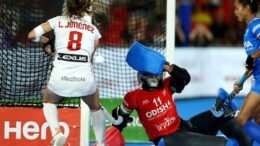 RJ22207103686 - World Cup: India Lose Tight Affair to Co-hosts Spain - The Indian women’s hockey team crashed out of the FIH World Cup title race after losing 0-1 to co-hosts Spain in a hard-fought crossover match here on Monday. After a fiercely-contested three quarters, the Indian defence let in a goal just three minutes from the final hooter when Marta Segu scored from a rebound to exit from the knock-out rounds. As has been the case so far in the tournament, India fared poorly once again in converting penalty corners. They earned four in the game against Spain’s three but all the chances went in vain.