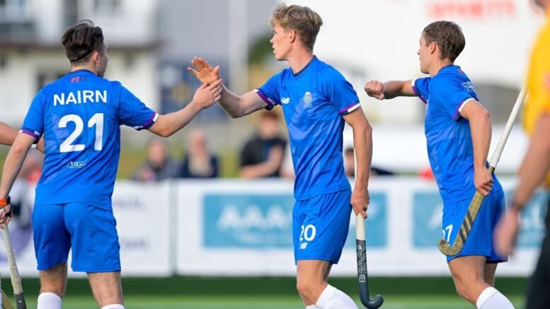 220824ADY7560 - Scotland: Ruthless in Euro Qualifier Opening Matches - Scotland men clocked up a superb 9-0 victory over Gibraltar to kick-start their EuroHockey Qualifier D campaign in Uddingston. There were hat tricks for Jamie Golden; Struan Walker and Rob Harwood in what was a comprehensive performance.