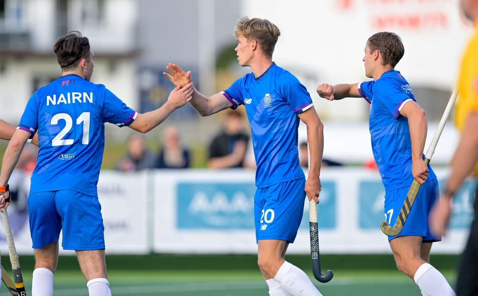 220824ADY7560 - Scotland: Ruthless in Euro Qualifier Opening Matches - Scotland men clocked up a superb 9-0 victory over Gibraltar to kick-start their EuroHockey Qualifier D campaign in Uddingston. There were hat tricks for Jamie Golden; Struan Walker and Rob Harwood in what was a comprehensive performance.