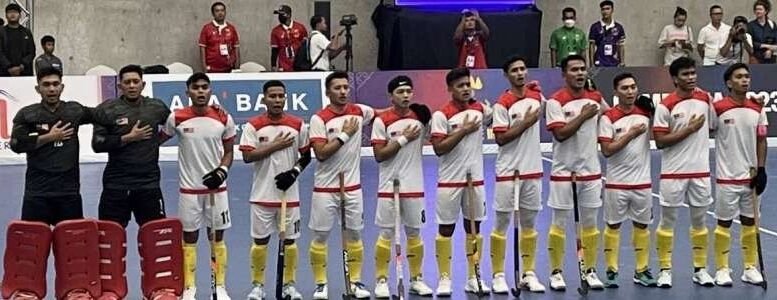 hockey squad in national mens hall opens campaign with victory 6450abf1b5170 - Hockey squad in National Men's Hall opens campaign with victory - Down as the defending champion, the National Men's Hockey Team opened the 2023 SEA Games, Phnom Penh, Cambodia for the Hockey In The Hall event held at Dinosaur Park Hall, Chroy Changvar with victory after beating the hosts, Cambodia 10-1.