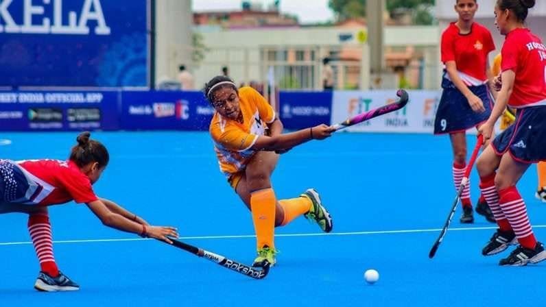 india day 1 results 13th hockey india junior women national championship 2023 649b0c219e7cc - India: Day 1 Results: 13th Hockey India Junior Women National Championship 2023 - Hockey Karnataka defeated Hockey Jammu and Kashmir 13-1 in the opening match of the tournament. Dechamma PG (4’, 41’, 55’, 60’) netted four goals, while Sowmya HV (7’, 27’, 34’) scored a hat-trick for Hockey Karnataka. Yamuna (12’, 57’), Jeevitha B.G (19’), Nisarga SB (31’, 33’), and Aishwarya S Kalli (54’) were also on the scoresheet for the winning team. For Hockey Jammu and Kashmir, Gunjan Preet Kour (15’) scored a consolation goal. 