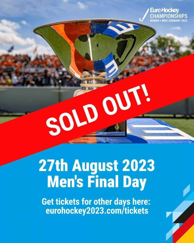 ehf eurohockey championships 2023 mens final day sold out only a few tickets left for other days 64a701d215fc5 - EHF: EuroHockey Championships 2023: Men’s final day sold out – only a few tickets left for other days - Day tickets for the final day of the EuroHockey Championships in Mönchengladbach in August have sold out with a number of other dates close to that stage with six weeks to go to the marquee event.