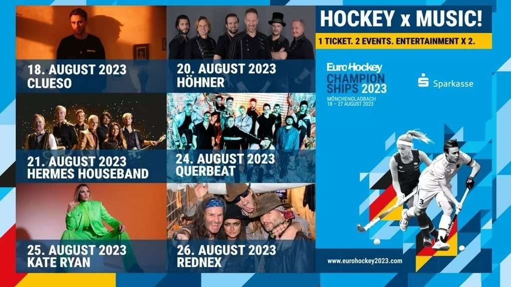 fih hockey x music the eurohockey championships 2023 in monchengladbach become a hockey music festival 64abce1154f1d - FIH: HOCKEY x MUSIC - the EuroHockey Championships 2023 in Mönchengladbach become a Hockey/Music Festival - What would a party in Mönchengladbach be without Querbeat? Of course, the 13-member band cannot be missing from the "HOCKEY x MUSIC" programme! On Thursday, 24 August, the Sparkassenpark will become a carnival stronghold during the women's semi-finals. Party atmosphere guaranteed.