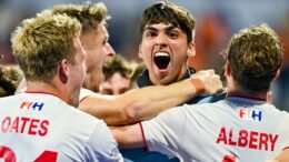 england england mens team reach eurohockey final 64e9202fb7a22 - England: England Men’s Team Reach EuroHockey Final - The German team started the match with a high level of intensity and percentage of possession in the English D. In the fifth minute, they were awarded a free hit and managed to drill the ball past Ollie Payne, but the English team referred the goal, and it was subsequently disallowed. The free hit wasn’t taken in the right place leading to the referral being upheld.