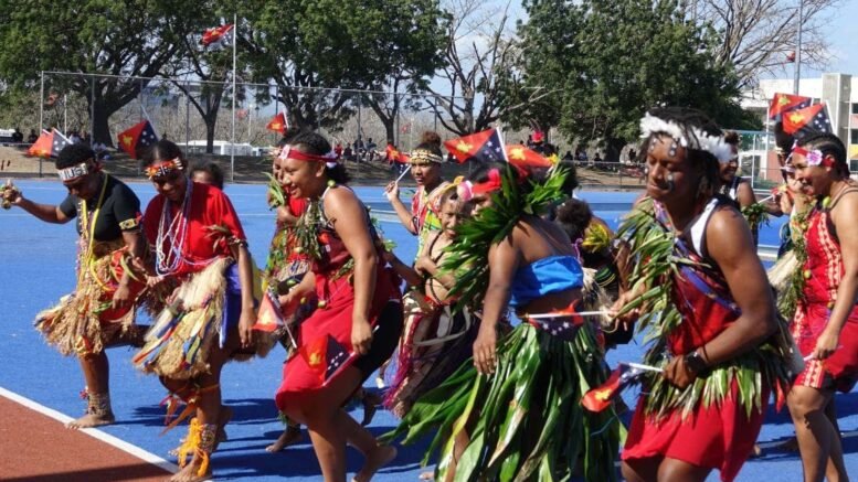 oceania colourful scenes for the png independence day tournament 650807f77c8fe - Oceania: Colourful Scenes For the PNG Independence Day Tournament - The Sir John Guise Hockey Stadium was decorated with flags and banners while all the players and spectators wore colourful tops, dresses and headgear to recognise Independence celebrations.