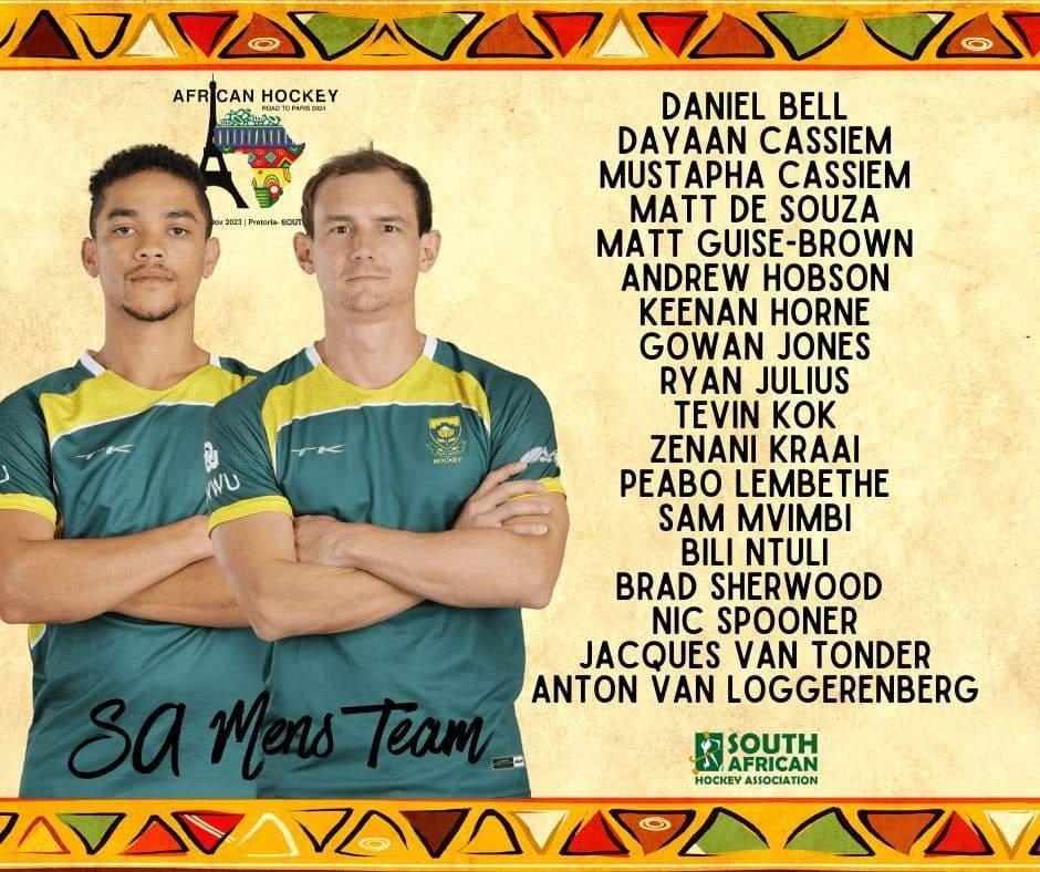 south africa sa hockey men named for african hockey road to paris 2024 qualifier 653bdc672291a - South Africa: SA Hockey Men named for African Hockey Road to Paris 2024 Qualifier - South African Hockey has today announced the SA Hockey Men’s team for the African Hockey Road to Paris 2024. The tournament offers the winner a place at the Paris Olympics while the second placed team will be invited to the FIH Olympic Qualifiers to be held in January.