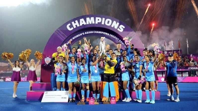 india unstoppable india beat japan 4 0 to lift the jharkhand womens asian champions trophy ranchi 2023 6547f8ea215d8 - India: Unstoppable India beat Japan 4-0 to lift the Jharkhand Women's Asian Champions Trophy Ranchi 2023 - Ranchi, 5th November 2023: In a thrilling Final showdown at the Marang Gomke Jaipal Singh Astroturf Hockey Stadium, the Indian Women's Hockey Team secured a resounding 4-0 victory over reigning champions Japan, clinching the Jharkhand Women's Asian Champions Trophy Ranchi 2023 on a high note. This triumph elevated India's tally of Women's Asian Champions Trophy titles to an impressive two. 