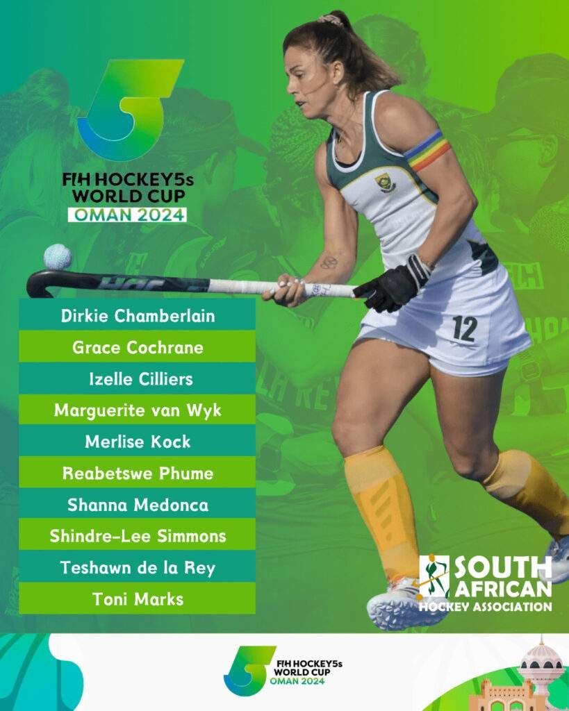 south africa south african hockey5s squad revealed for debut fih hockey5s world cup 656217b7e4e58 - South Africa: South African Hockey5s Squad Revealed for Debut FIH Hockey5s World Cup - In a momentous stride for South African hockey, the Women’s Hockey5s team gears up for the inaugural FIH Hockey5s World Cup in Muscat, Oman this January. Drawn into Pool B alongside Zambia, Australia, and Ukraine, this marks a pivotal step for the team.