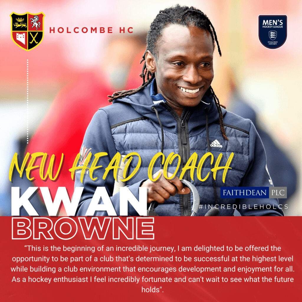 image 3 - ENGLAND: Kwan Browne appointed as new Holcombe Director of Hockey & Men's 1s Head Coach - Holcombe Hockey Club have confirmed the appointment of Kwan Browne as Director of Hockey and Men’s 1s Head Coach.