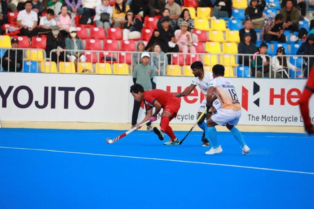 asia hero asian champions trophy skipper harmanpreet singh stars in indias 3 1 win against korea 66e2e9a8e340a - Asia: Hero Asian Champions Trophy: Skipper Harmanpreet Singh stars in India’s 3-1 win against Korea - Moqi (China), 12 September 2024: Defending Champions India remained unbeaten in the Hero Asian Champions Trophy as they registered their fourth consecutive victory with a 3-1 win against Korea here at the Moqi Hockey Training Base in Hulunbuir, China on Thursday. Skipper Harmanpreet Singh (9’, 43’) scored a brace in India’s win while Araijeet Singh Hundal (8’) gave an early lead in the team’s win.