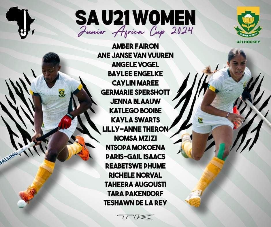 south africa south africa u21 women named for junior africa cup 6707f7b03aae7 - South Africa: South Africa U21 Women named for Junior Africa Cup - South African Hockey has announced the SA U21 Women’s team to take on the Junior Africa Cup. South Africa, the defending champions, will head to Namibia from 30 November – 8 December this year, with the goal of qualifying for the FIH Junior World Cup 2025.