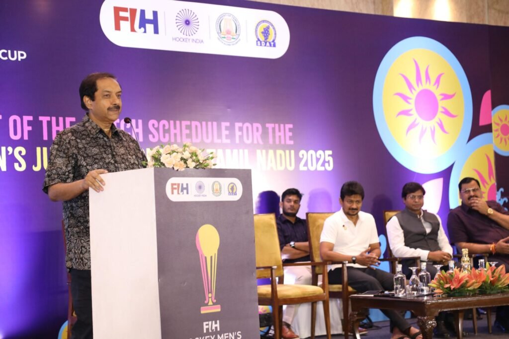 ahf germany south africa to open risingstars world festival in tamil nadu 68c05e9f49743 - AHF: Germany-South Africa to open #RisingStars world festival in Tamil Nadu! - Lausanne, Switzerland – The highly anticipated match schedule for the FIH Hockey Men’s Junior World Cup Tamil Nadu 2025 was announced today in a ceremony that took place in Chennai in attendance of FIH President Tayyab Ikram, Honourable Deputy Chief Minister of Tamil Nadu, Thiru Udhayanidhi Stalin, Dr Atulya Misra – IAS, Additional Chief Secretary to Government of Tamil Nadu, ⁠Thiru J. Meghanatha Reddy IAS, Chief Executive Officer / Member Secretary Sports Development Authority of Tamil Nadu (SDAT), Hockey India President Dr. Dilip Tirkey, Hockey India Secretary General Sh. Bholanath Singh and Hockey India Treasurer Sh. Sekar J. Manoharan.