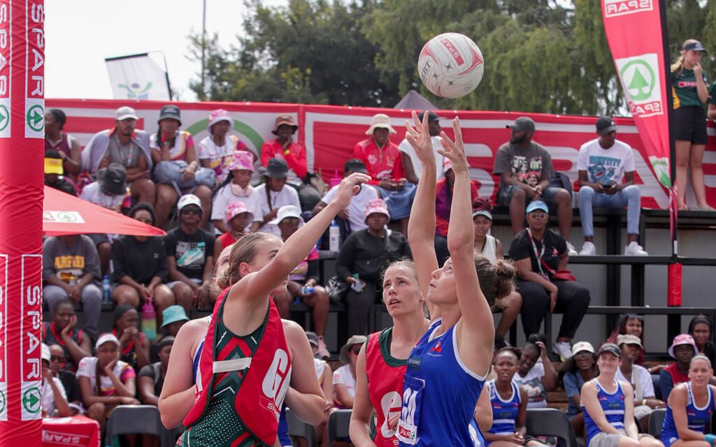Cape Town Goal Attack Nichole Breedt shoots for goal against Dr Kenneth Kaunda in their comeback semifinal win, while Johannesburg narrowly edged Mangaung, to contest the Senior Final of the 2025 Spar National Netball Championships at the Dr EG Jansen High School in Boksburg, Ekurhuleni, in results on Friday, 5 December 2025. All Photos: Reg Caldecott