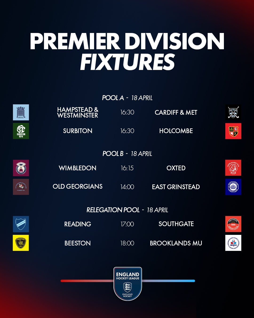- England: EHL Premier Division Preview | Week 16 - This weekend sees teams playing twice in the Women's Play-offs Pool A and Pool B. 