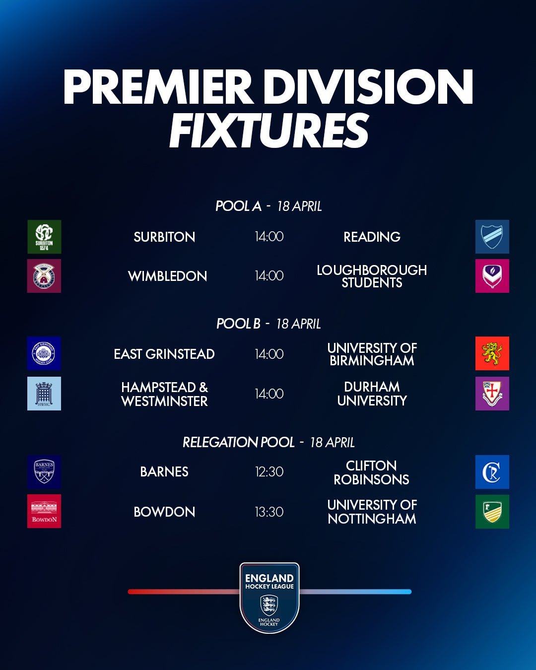 - England: EHL Premier Division Preview | Week 16 - This weekend sees teams playing twice in the Women's Play-offs Pool A and Pool B. 