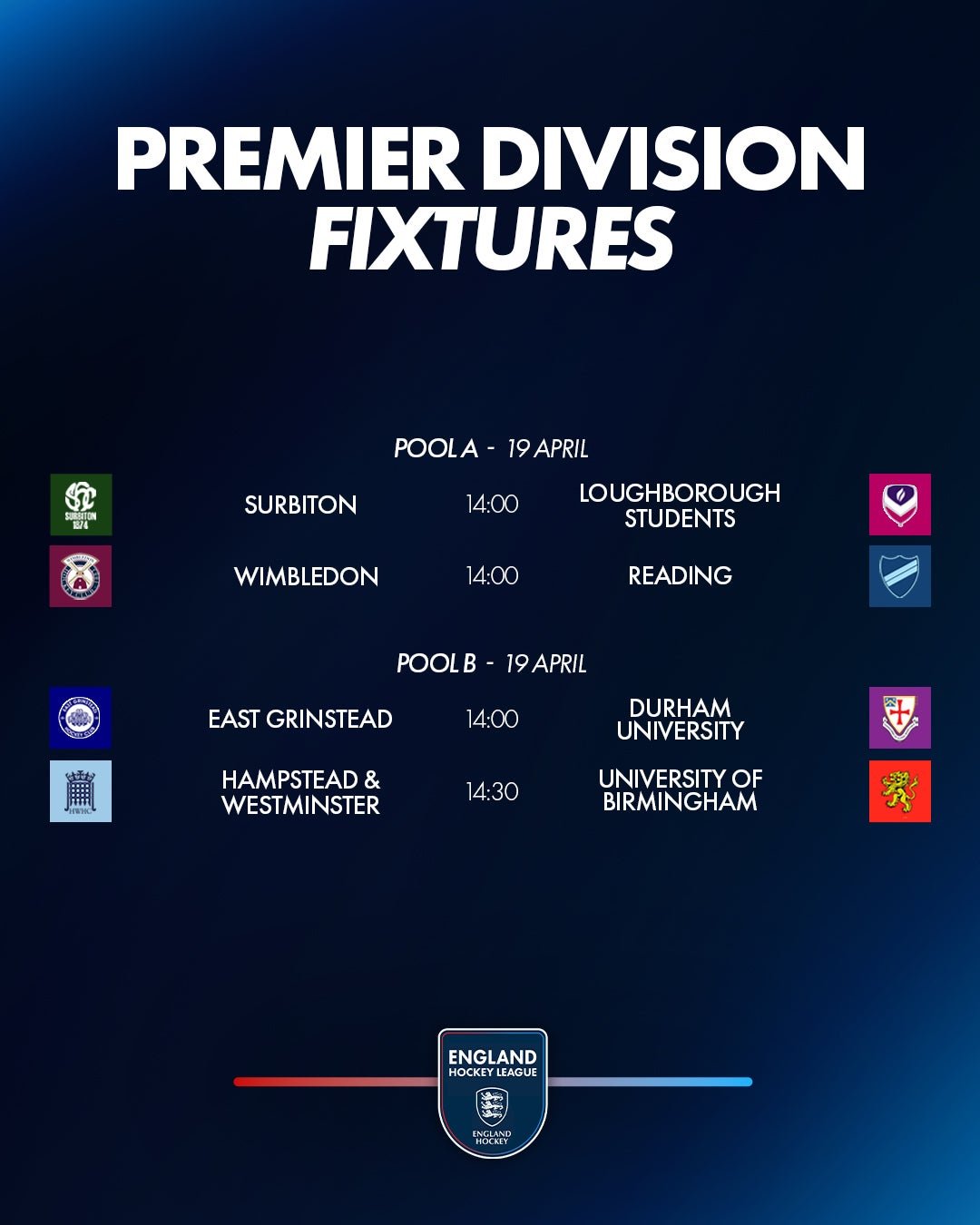 - England: EHL Premier Division Preview | Week 16 - This weekend sees teams playing twice in the Women's Play-offs Pool A and Pool B. 