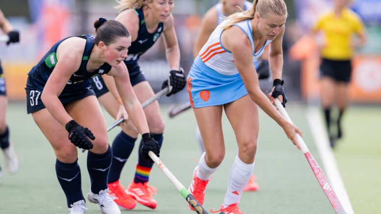 fu1202606147262 scaled 1 - Ireland show major improvement in second outing against The Netherlands in the FIH Hockey Pro League - Sunday, June 14 – Rotterdam, The Netherlands: The Ireland Women’s Hockey team enjoyed a much-improved performance against World #1 The Netherlands. Ireland showed excellent defensive organisation to limit chances for the Dutch, with penalty corners being their main route to success as they came away with a 4-0 win to continue their unbeaten run.